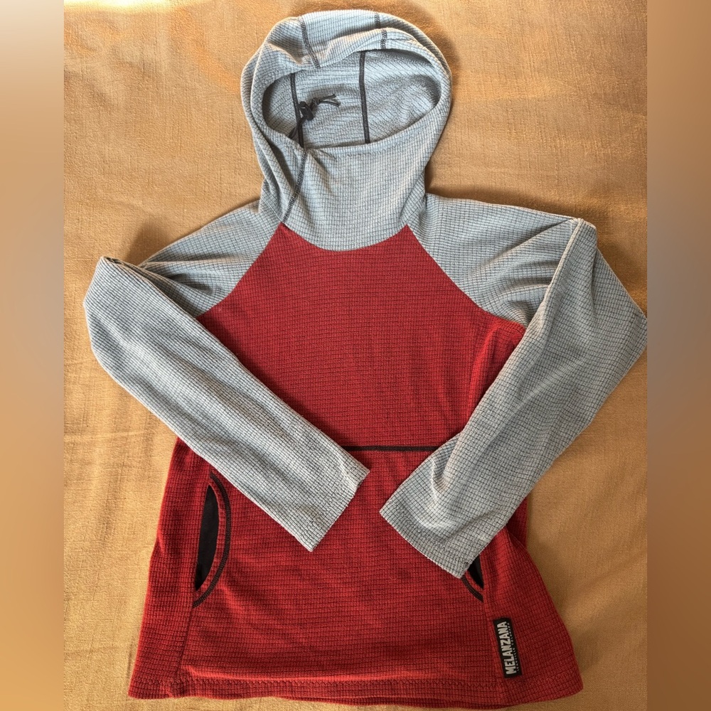 Melanzana Micro Grid Hoodie - Red/Slate - XS